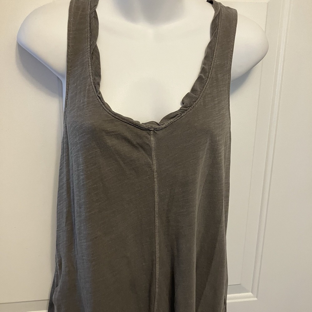 Anthropologie Pure + Good Sz Small Olive Green Boho Grunge Tank Top Shirt Womens - Picture 2 of 6
